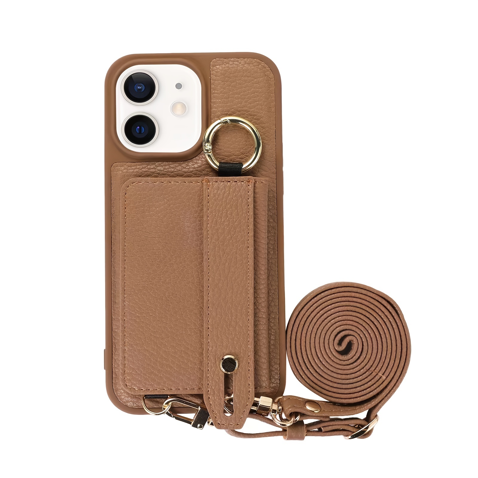 Wrist Strap Artificial Leather Phone Case For Iphone 14 13 12 11 Pro Max  Shockproof Protect Cover With Ring Holder - Temu
