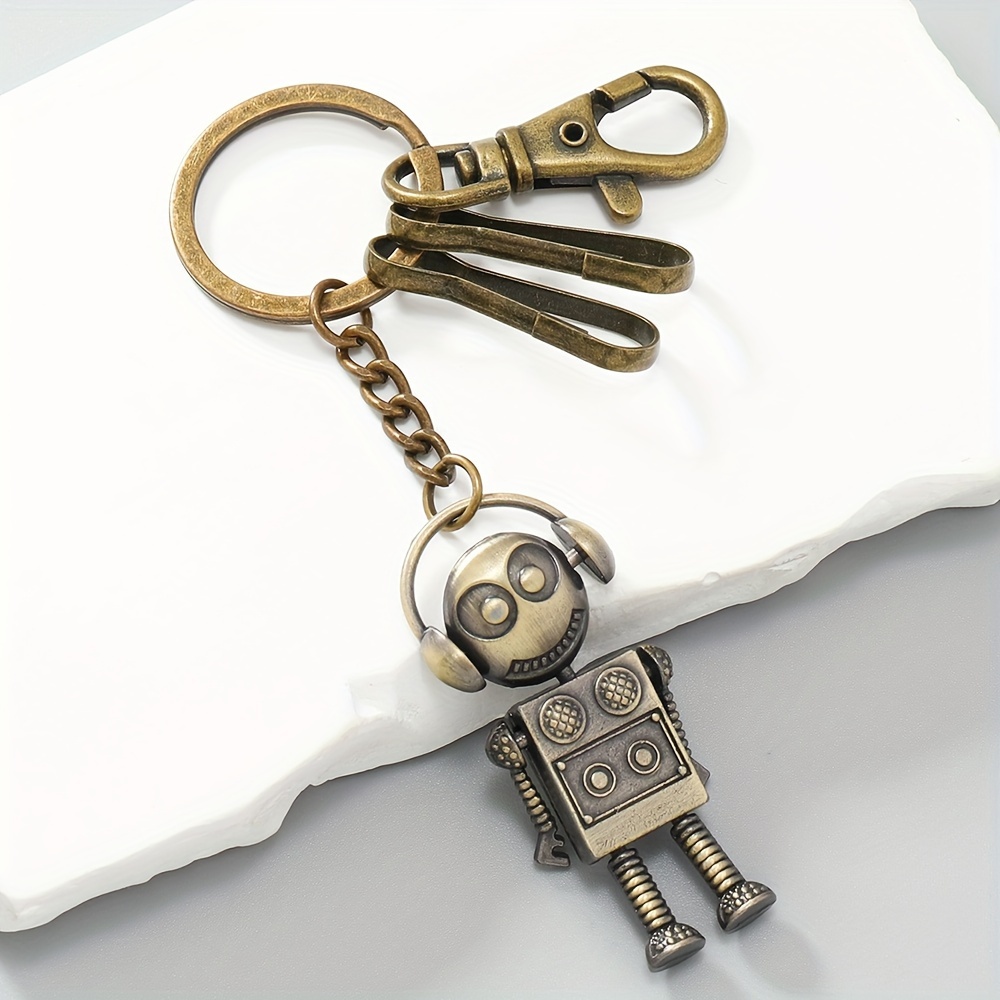 

Alloy Earphone Robot Keychain For Men, Creative Bronze Color Bag Pendant