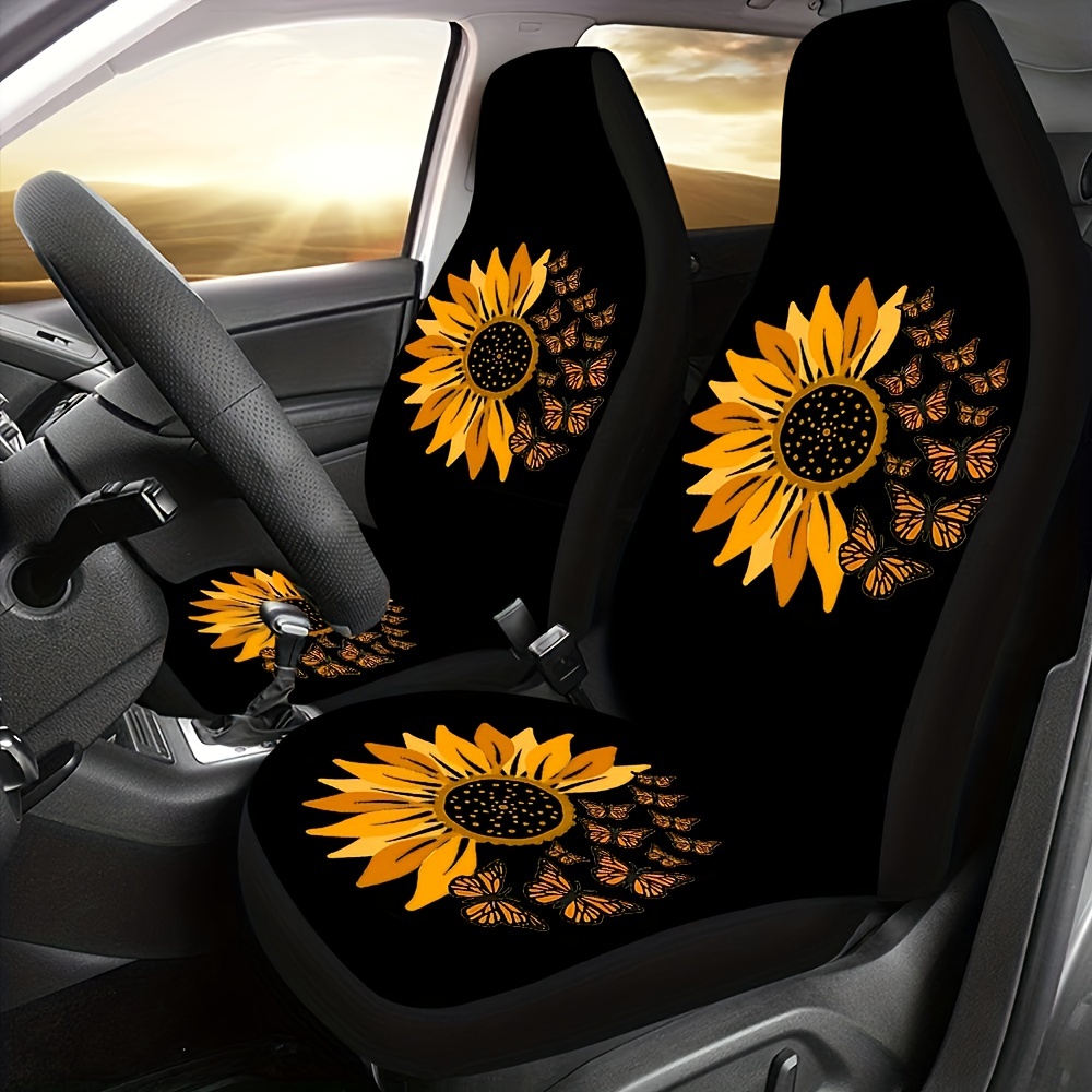 Sunflower Pink Car Seat Covers Custom Paws Car Interior Accessories