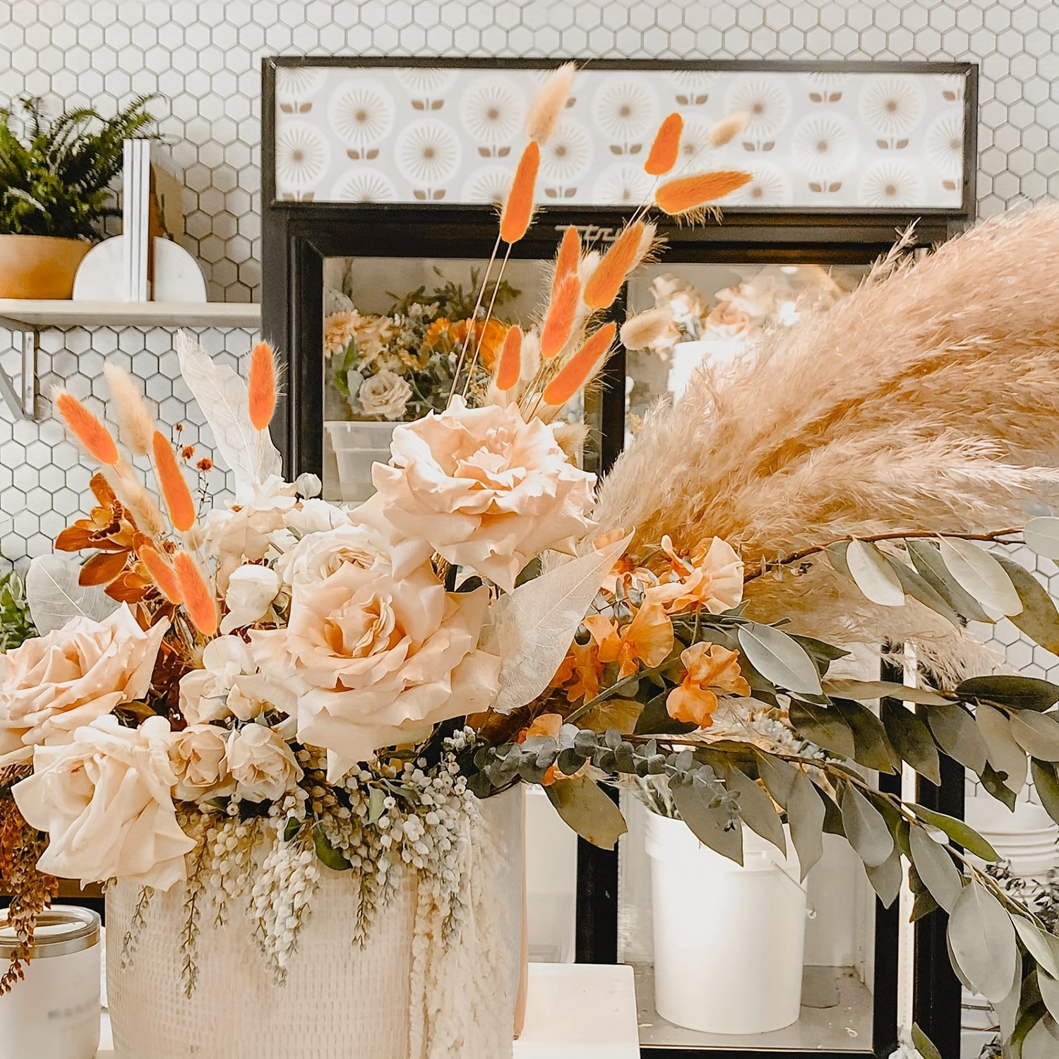 Pampas Grass Contains Bunny Tails Dried Flowers Reed Grass - Temu