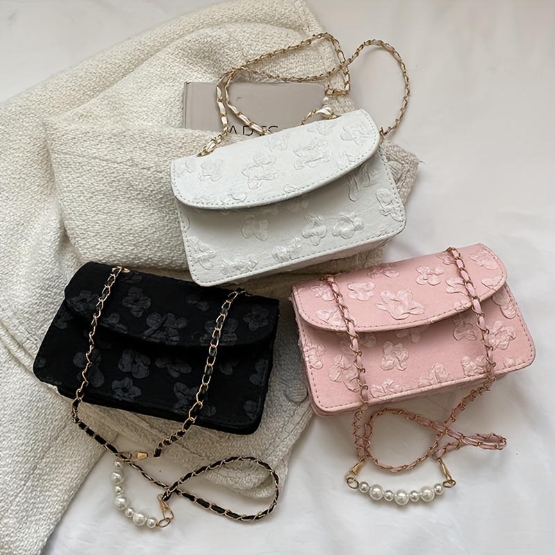 Flower Embroidery Color Stitching Underarm Bag, Leather Waterproof Bag Purse,  Fashion Versatile Baguette Bag - Temu