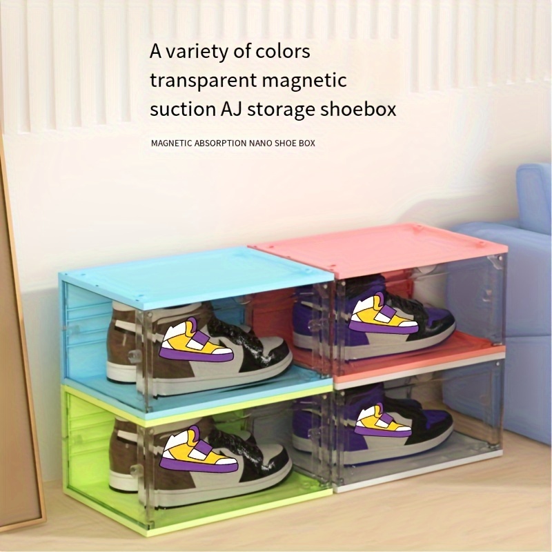 1pc/2pcs Transparent Plastic Shoe Storage Boxes Clear Sneakers AJ