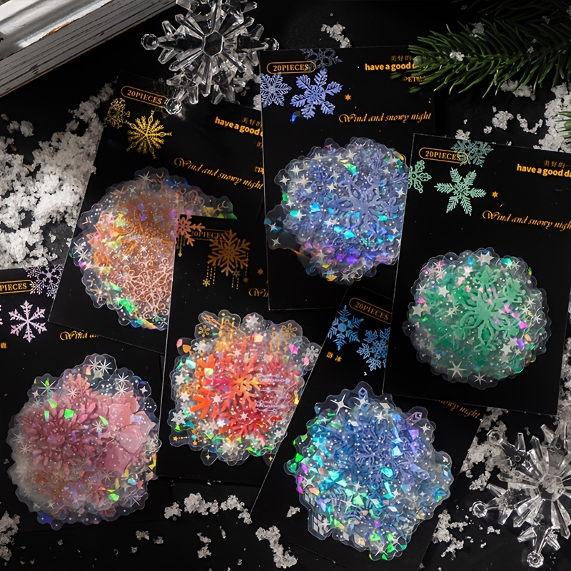 500pcs of Festive Christmas Snowflake Stickers - Perfect for Scrapbooking &  Stationery!