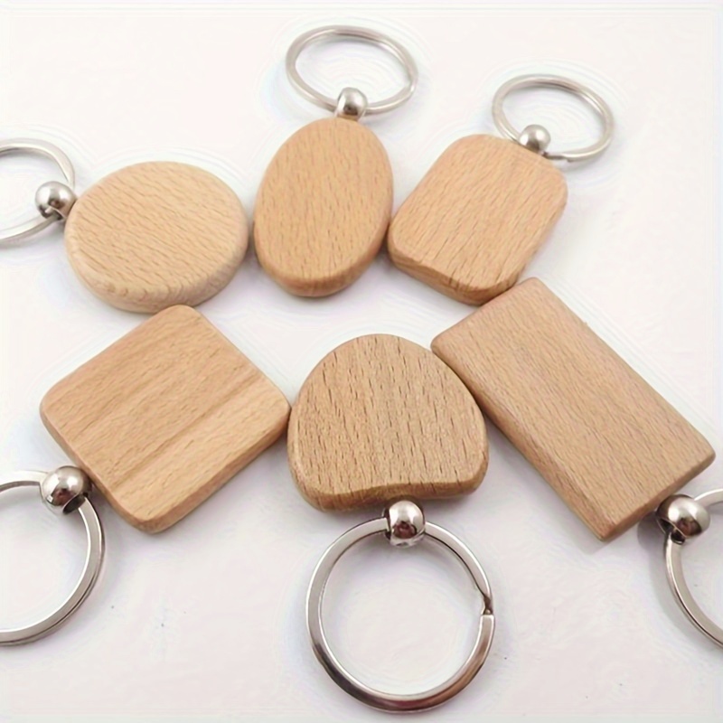 Leather Wood Keychain Blank Wooden Keychain Blanks With - Temu
