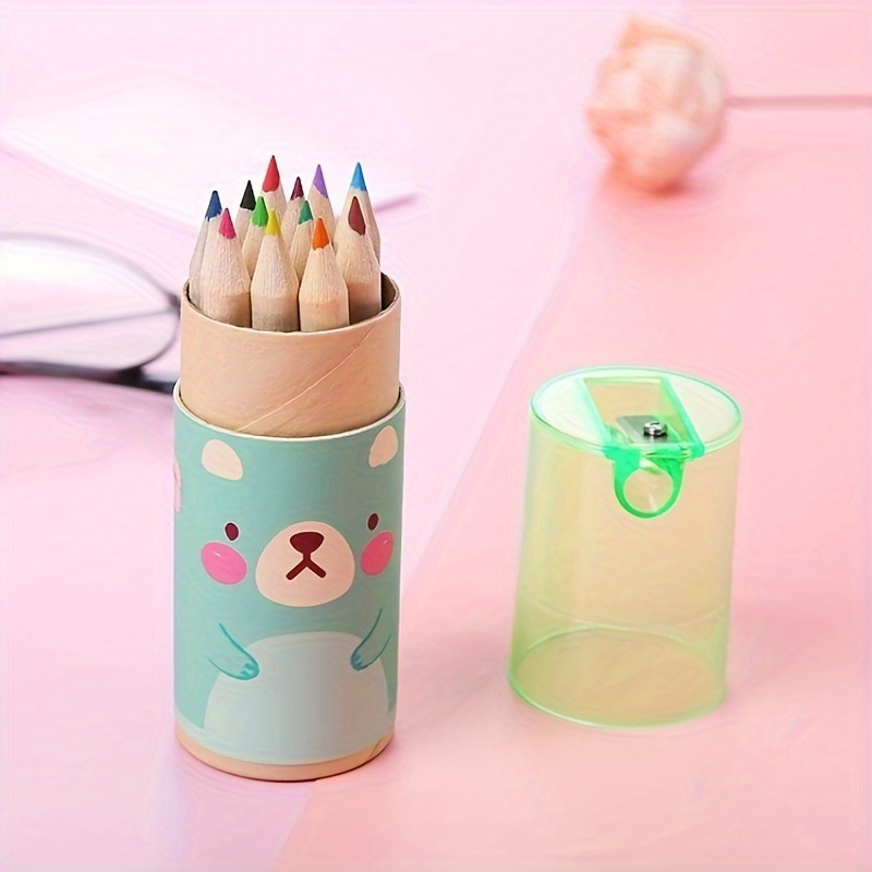 12pcs set 12 color color pencils come with a sharpener back to school school supplies kawaii stationery colors for school stationery writing pens teenager stuff cheap stuff weird stuff cute aesthetic stuff cool gadgets unusual items