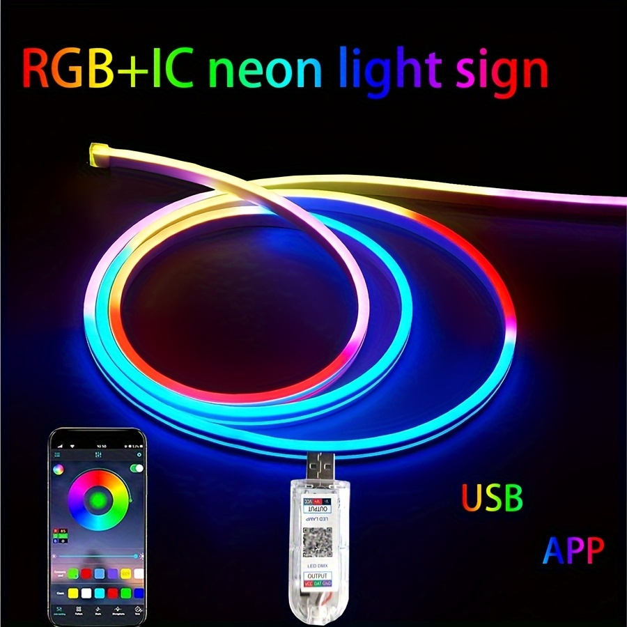 10m Neon LED Auto Innenraumbeleuchtung Lichtleiste RGB APP Control