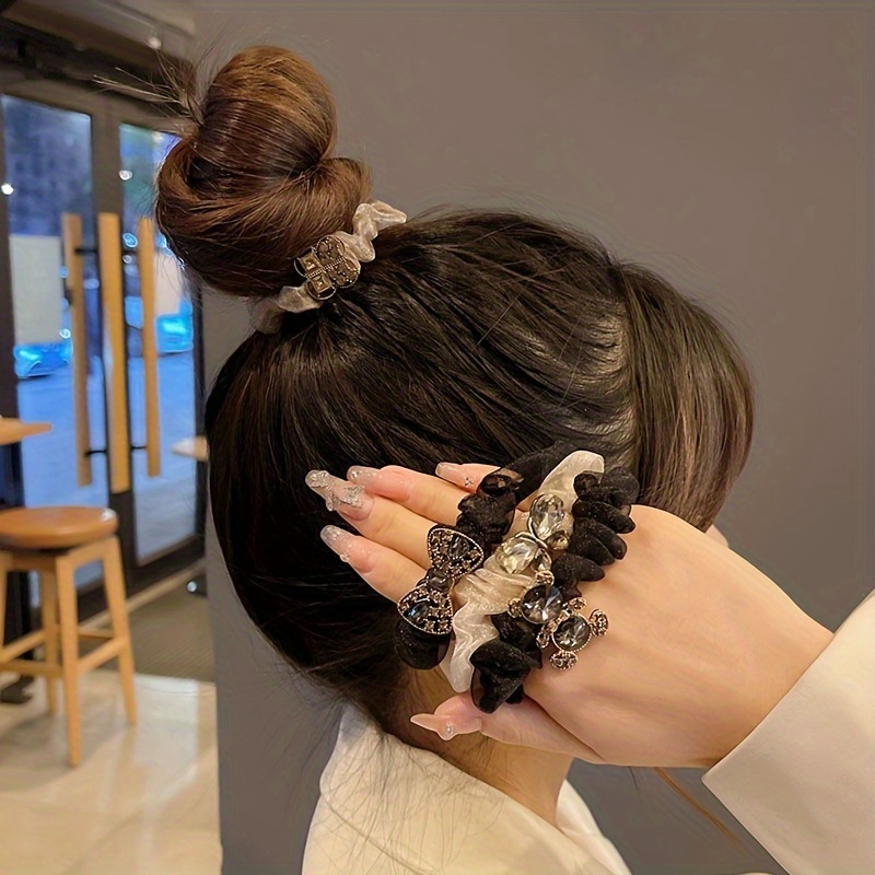 Beaded Hair Tie Large Crystal Hair Rope Elastic Ponytail - Temu