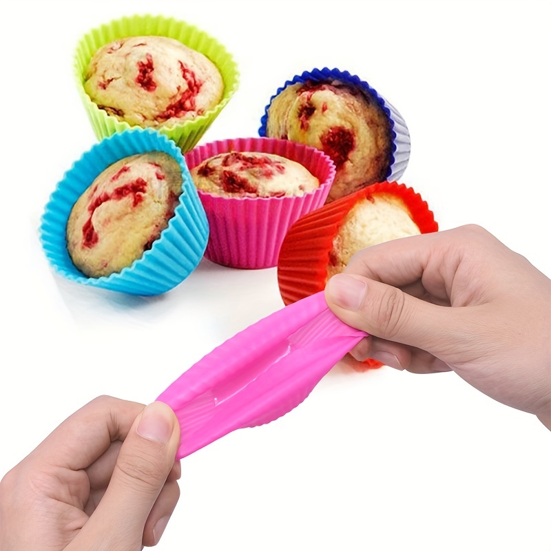 12pcs Molde de silicona para pasteles Molde redondo para muffins y cupcakes  Molde para hornear en casa Cocina Utensilio para hacer pasteles de