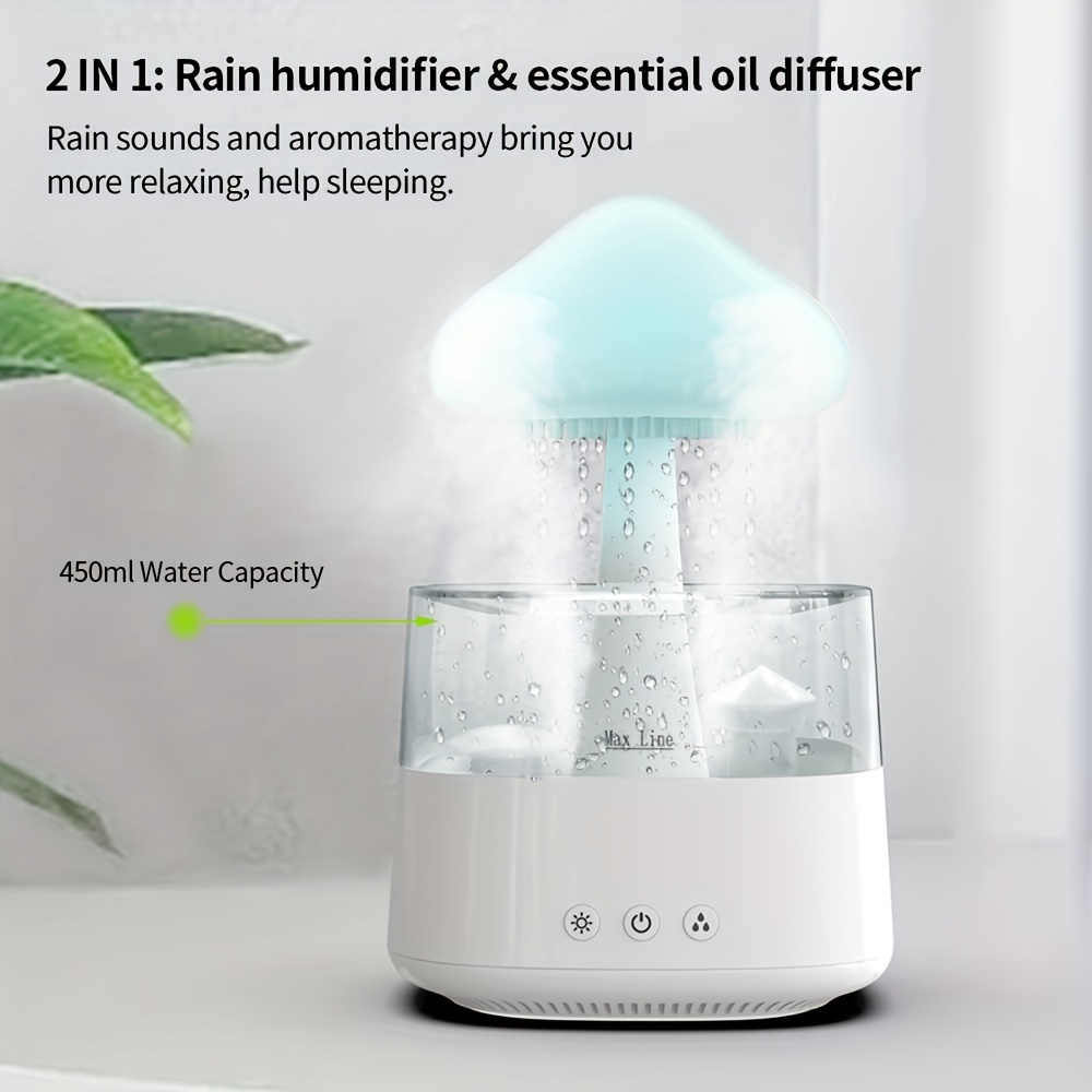 Rain Cloud Humidifier 7 Led Lights Water Drop Cute Essential - Temu