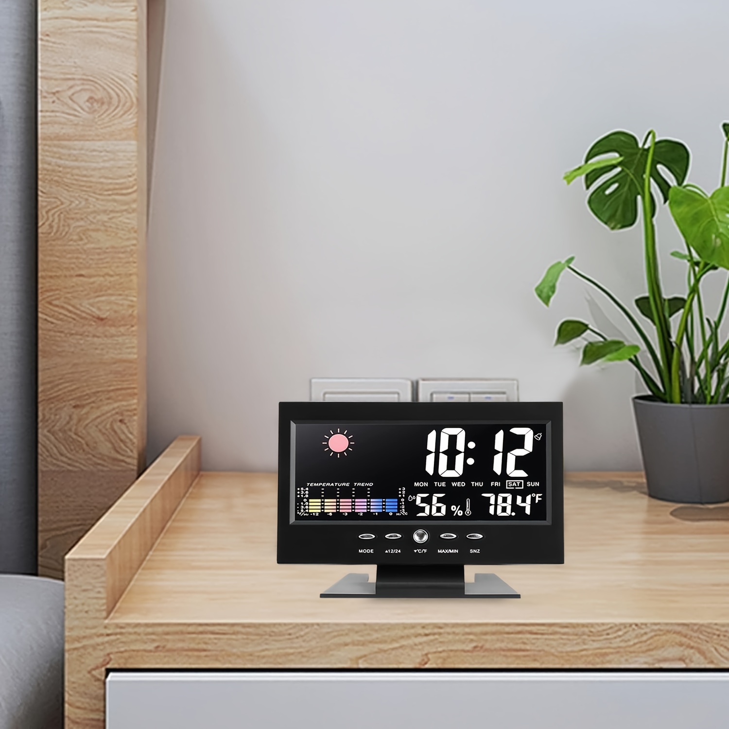 Digital Multifunctional Desk Clock with Thermometer, Humidity Checker, Alarm Clock, Calendar, Digital Clock with 5 Functions, Alarm Clock for