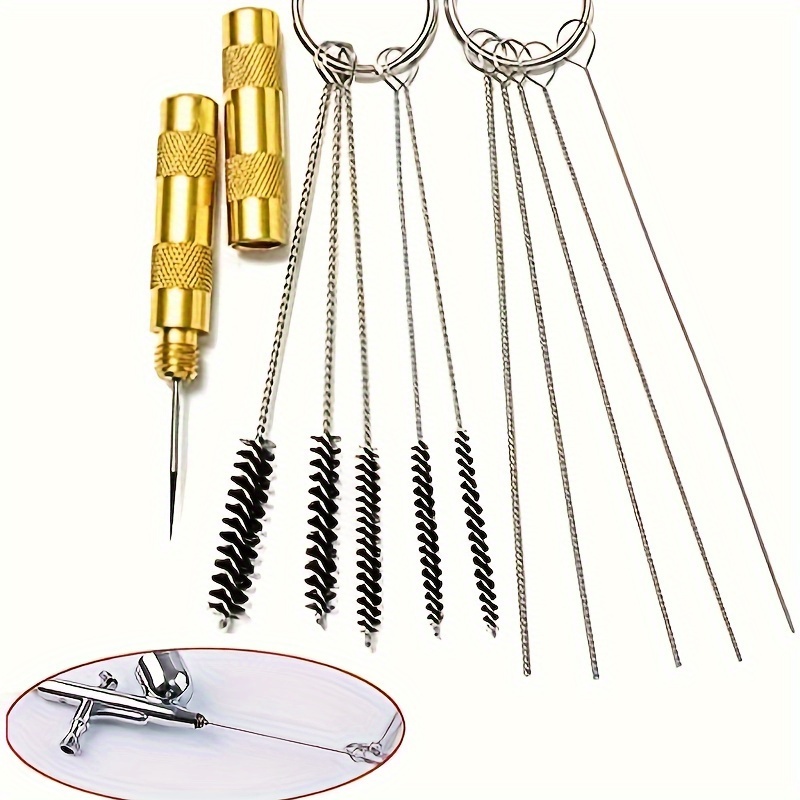 4 Set Airbrush Cleaning Kit Airbrush Cleaning Pot with Air Filter Mat and  Holder Nozzle Cleaning Needle 5pcs Brushes Set 5pcs Dredging Needles Kit