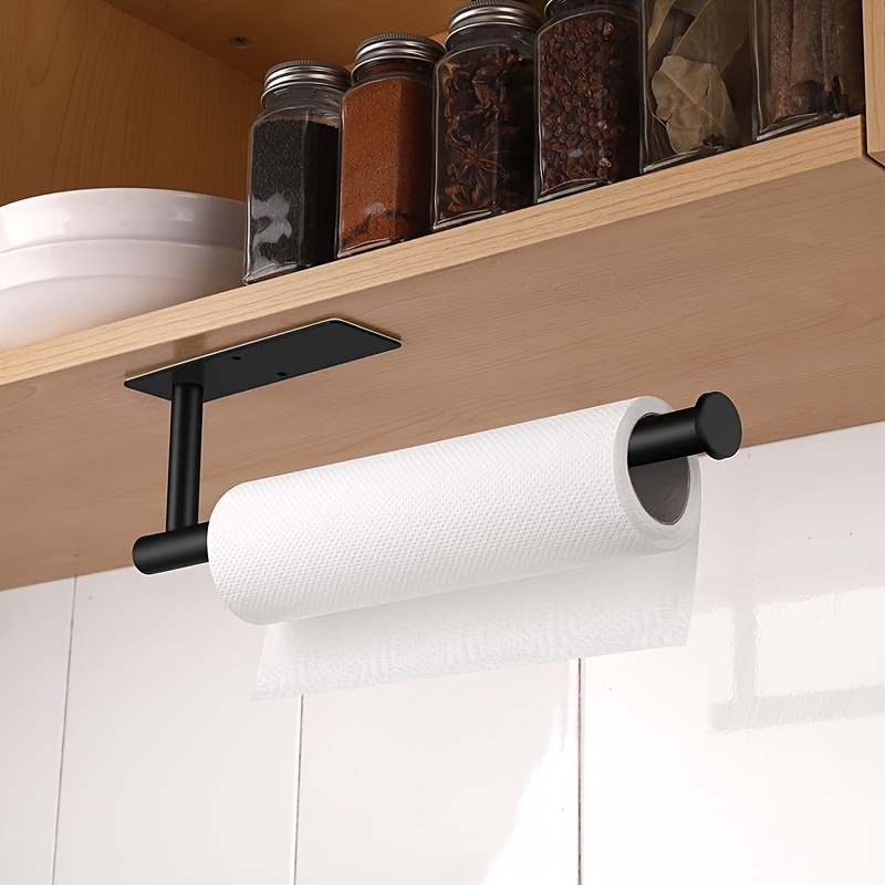 Portarrollos de papel de cocina de acero inoxidable, soporte de pared de  almacenamiento de toallas autoadhesivo debajo del gabinete, soporte de  estante