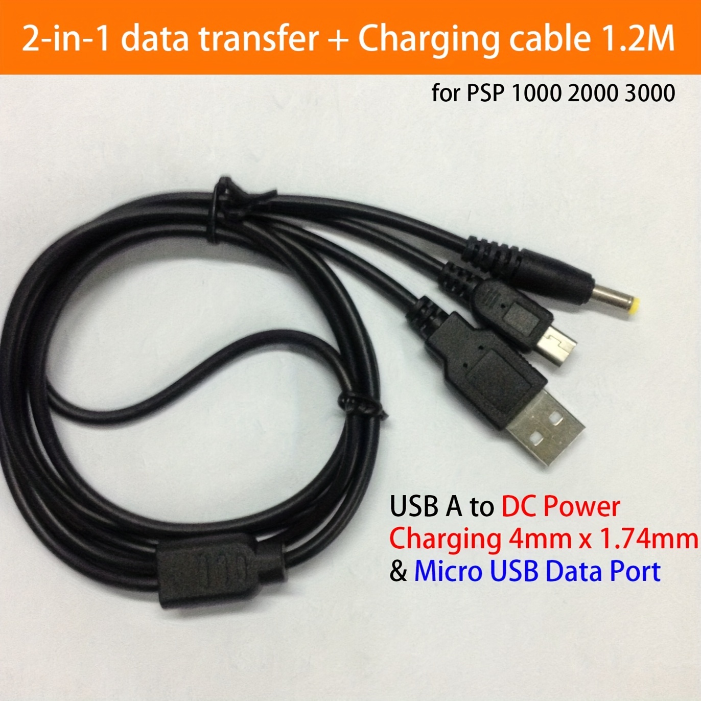 CHARGEUR SECTEUR 1 USB 2.4A NOIR + CABLE MICRO USB 2M NOIR