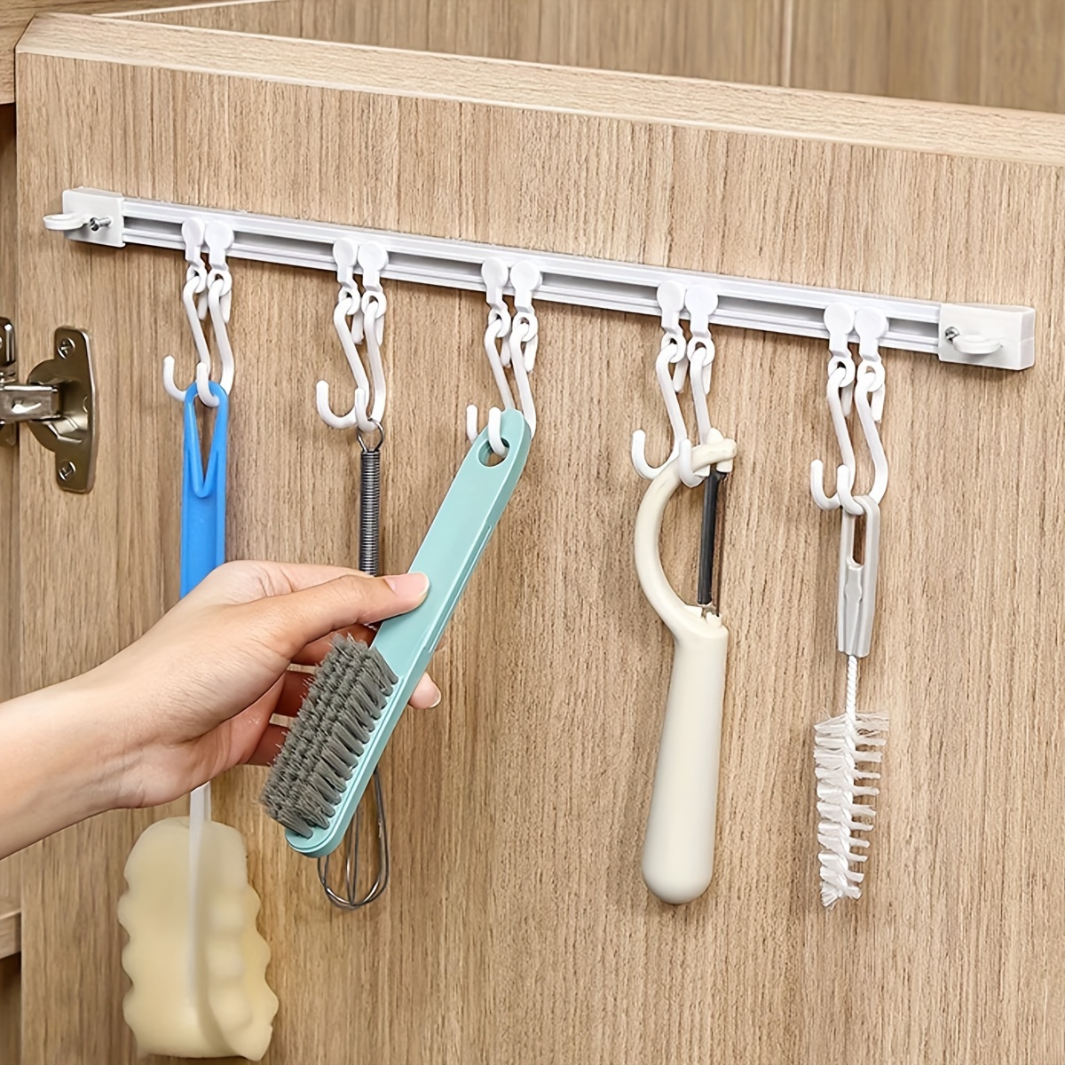 

1pc Household Cabinet Door Rear Sliding Rail Hook, Kitchen S-shaped Punch-free Sliding Row Hook, 11.81in/15.75in