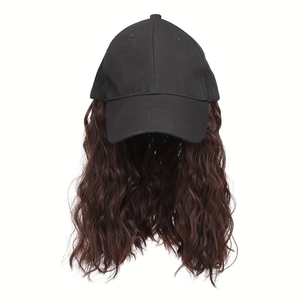Women's Summer Hat Wig - Lightweight Curly Wavy Style, - 12 Inch Baseball Cap Wig With Curly Hair Extension Synthetic Wave Wig Hat For Women Adjustable Baseball Hat Wig
