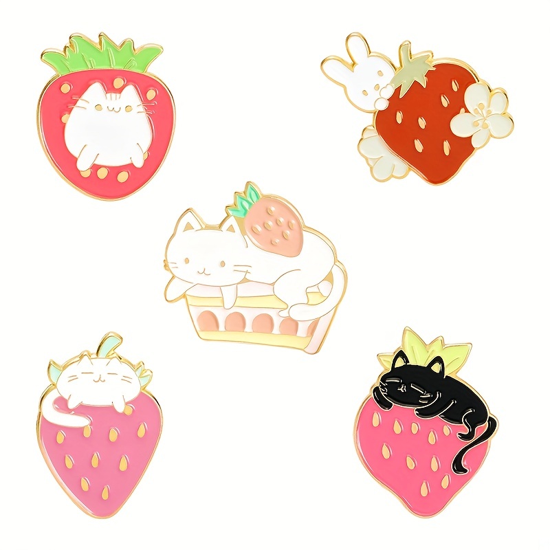 Cute Strawberry Cat Waterproof Pvc Stickers For Scrapbooking - Temu