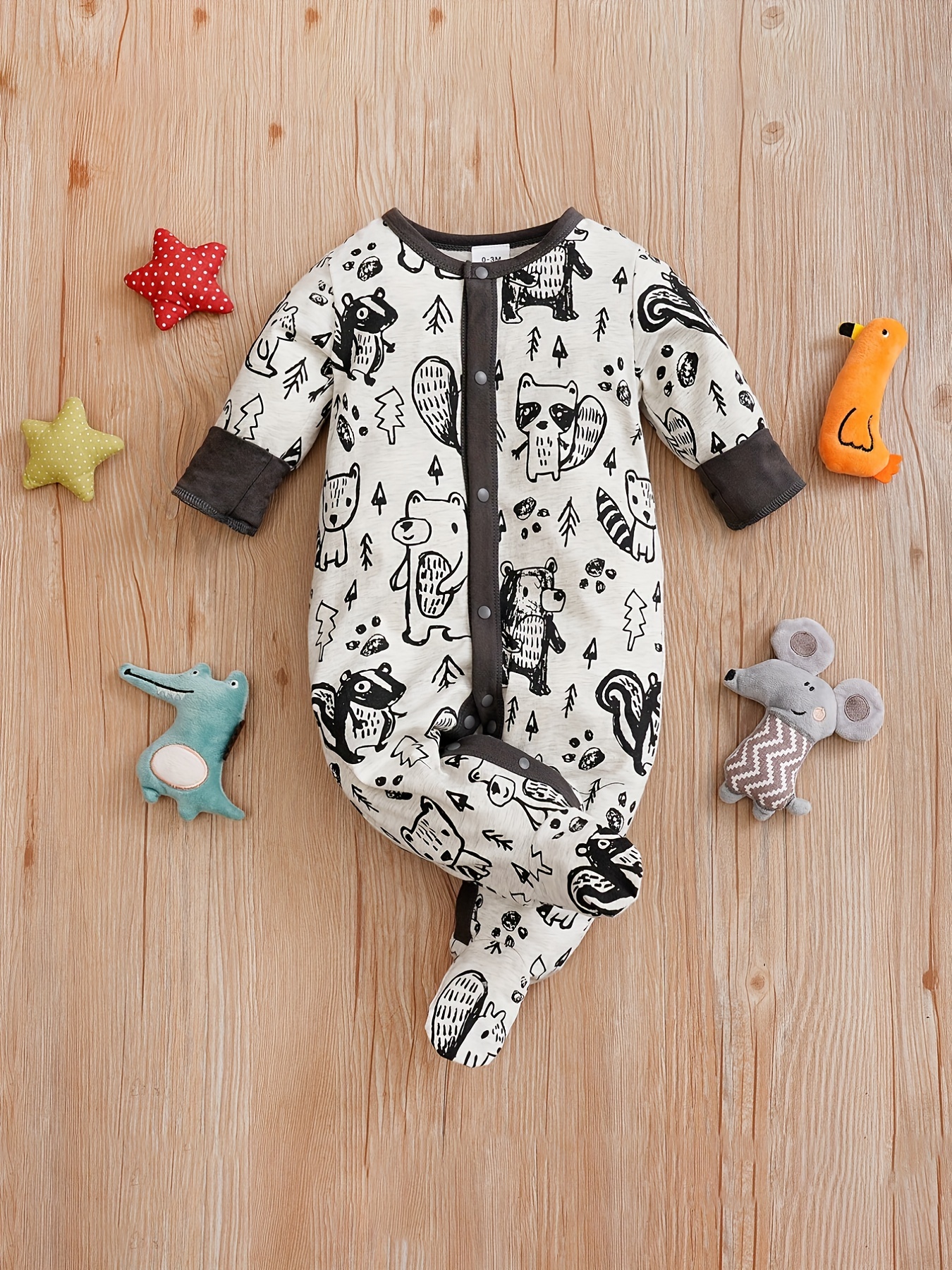 Newborn Baby Warm & Cute Bear Shape Hooded Jumpsuit Zip Up Onesie Romper  Fall Winter Outwear