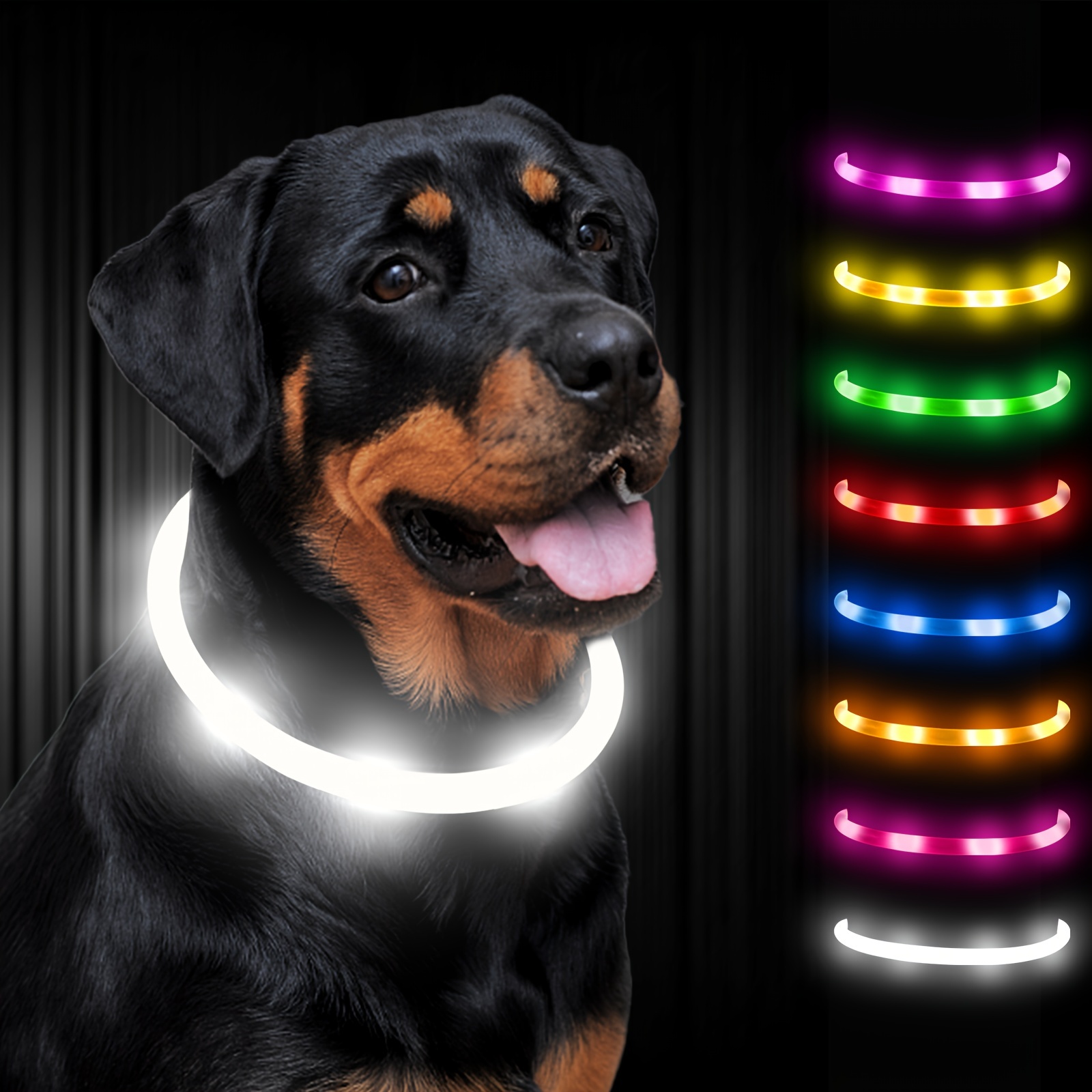 nueva llegada ajustable led collar de perro usb recargable noche seguridad  collar led luz intermitente mascota noche luz perros collar