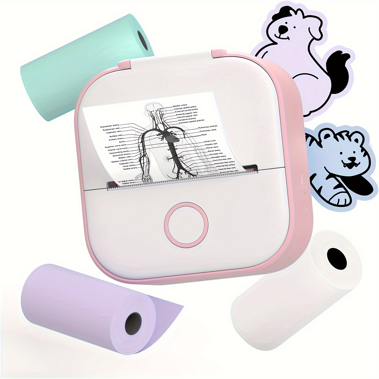 Enfants Cadeau d'anniversaire Pocket Mini Imprimante Portable Bluetooth  Imprimante Thermique Avec 6 Rouleaux Impression Papier Étiquette Sans Fil