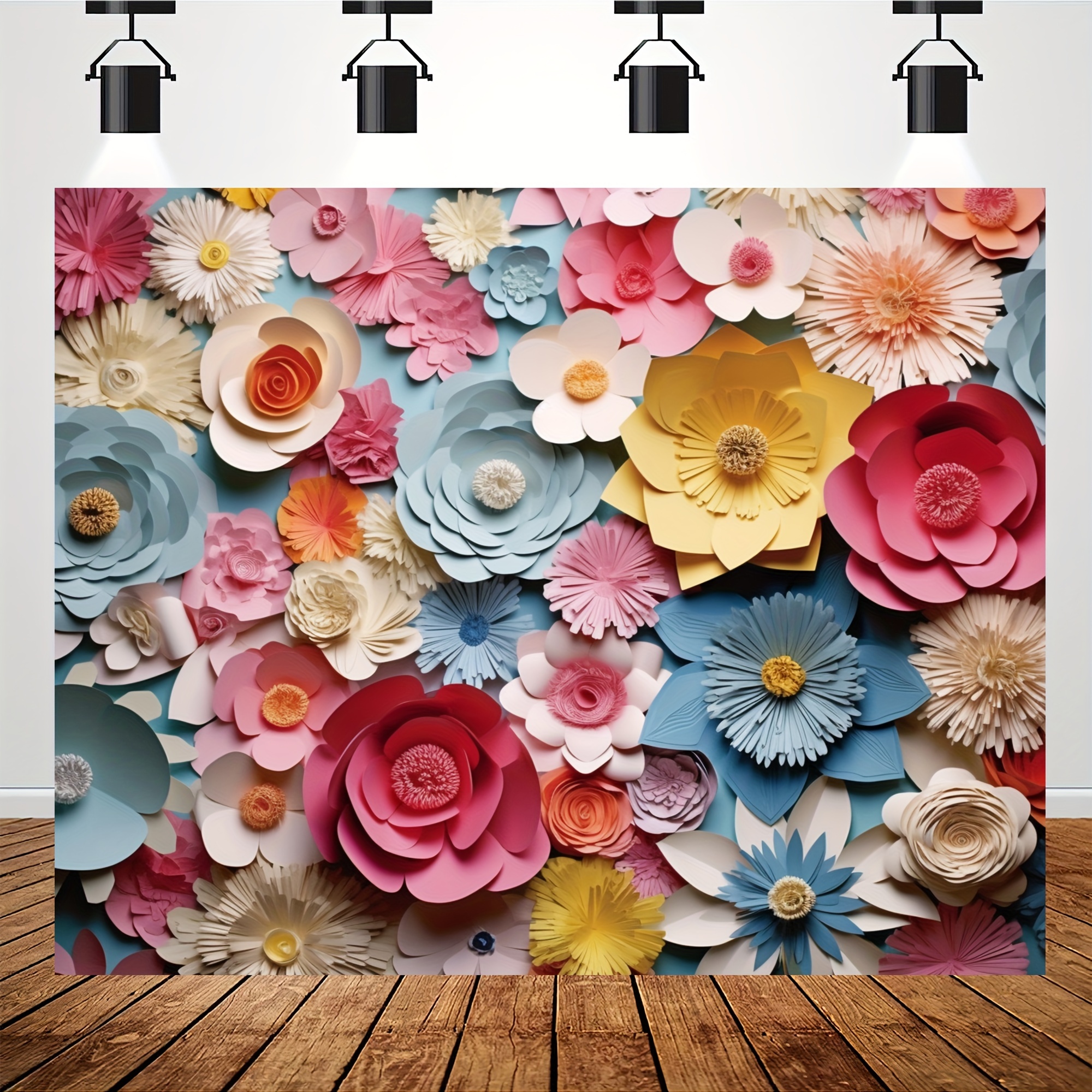 Paper Fan Flower Decoration Background Wall Diy Paper Flower - Temu