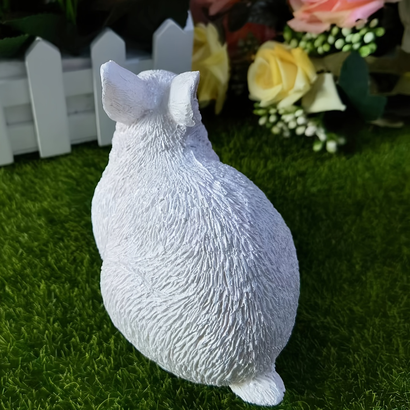 Mini lapin blanc mélangé en résine, artisanat mignon, décoration de jardin,  lapin d'Auckland, petit jardin