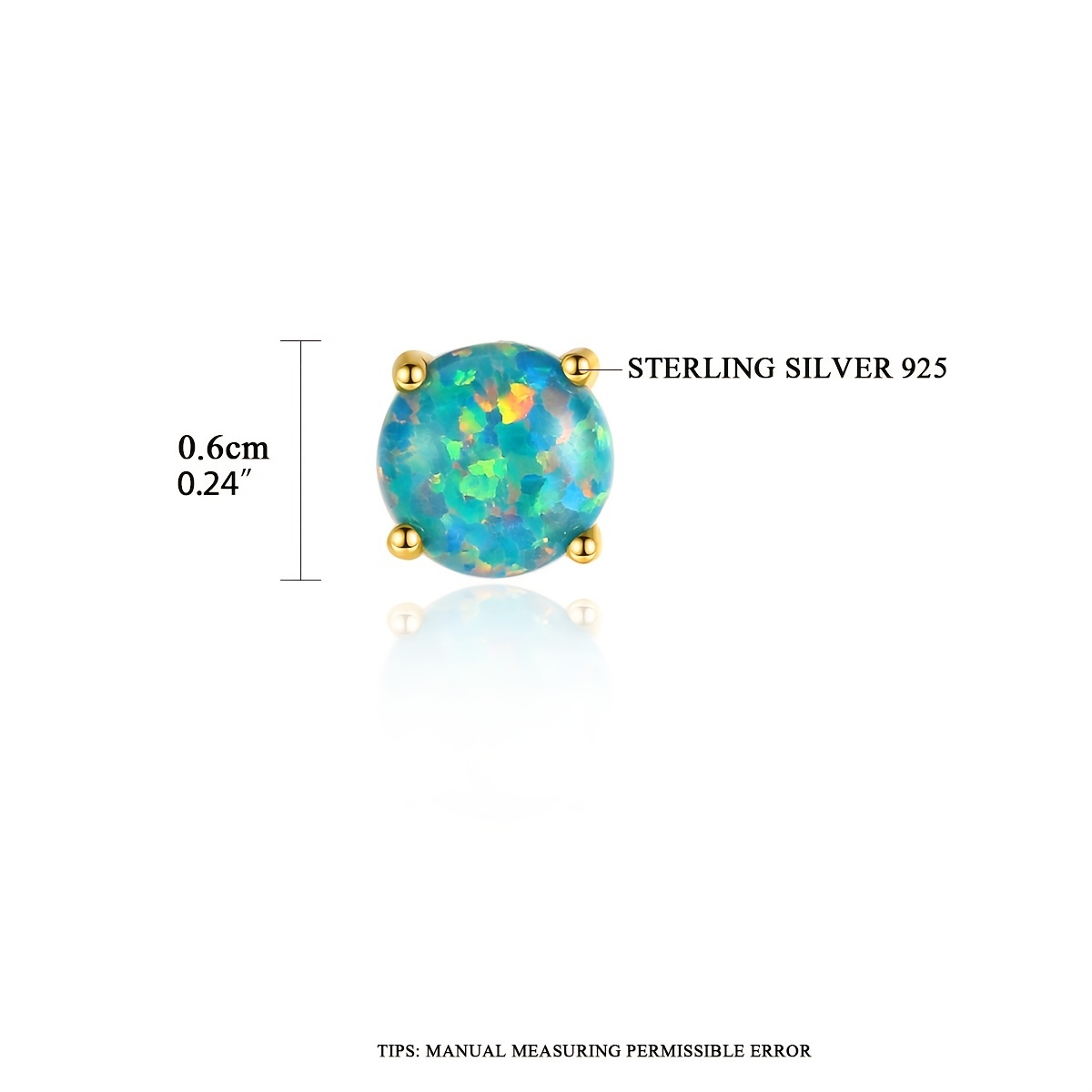 4 Prong Opal Stud Earrings 925 Silver Jewelry Gift