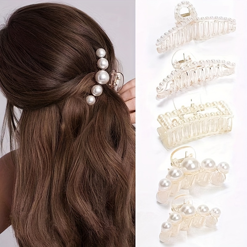  FRCOLOR Claw Clips Mini Hair Clips Hair Pearls Jaw
