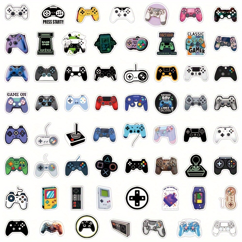 120 Pcs Gamepad Stickers Game Controller Decals Water Bottle Hydro Flask  Laptop Luggage Car Bike Bicycle Vinyl Waterproof Gaming