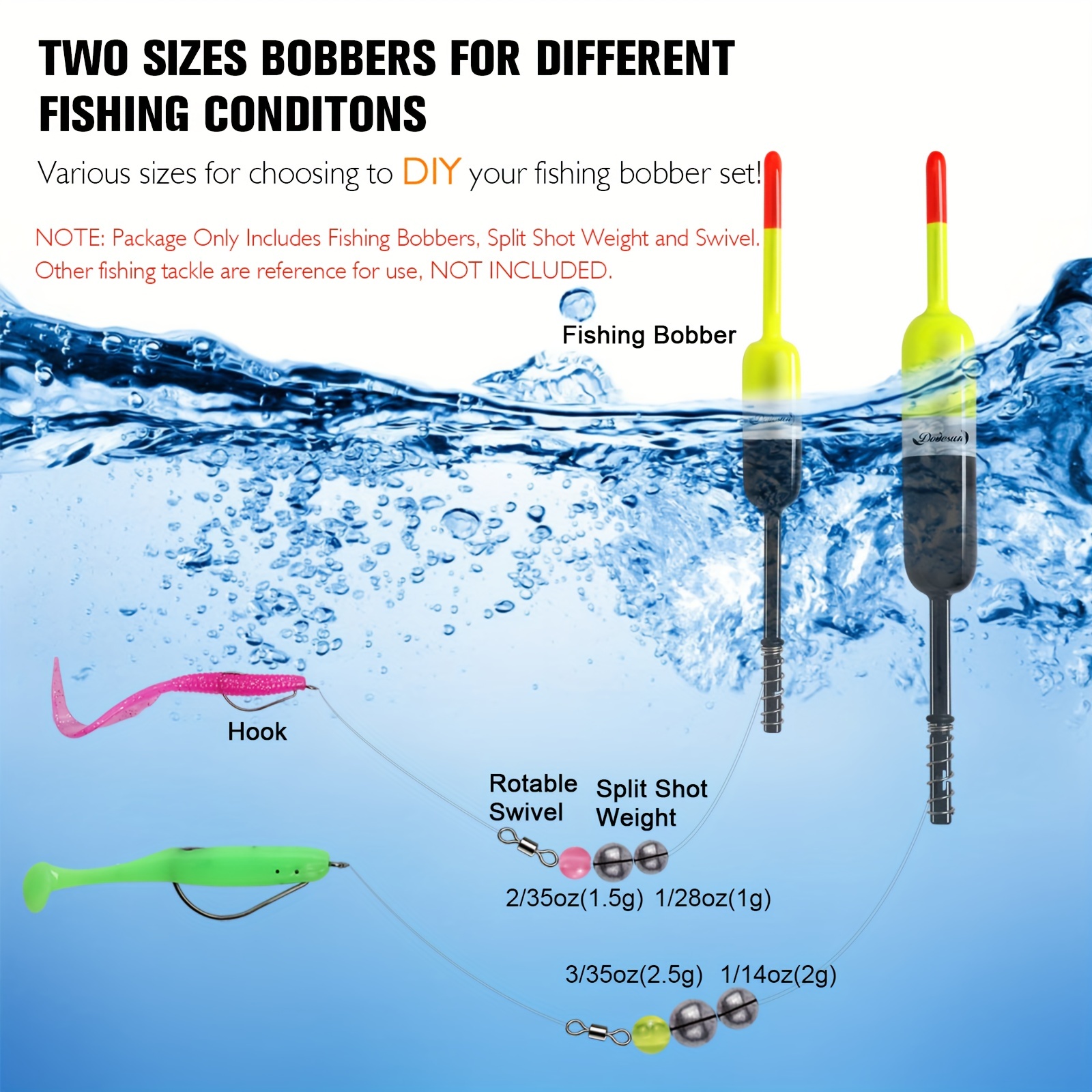 * Fishing Slip Bobbers, Vertical Fishing Floats For Fishing Crappie,  Fishing Accessories, 2 Size