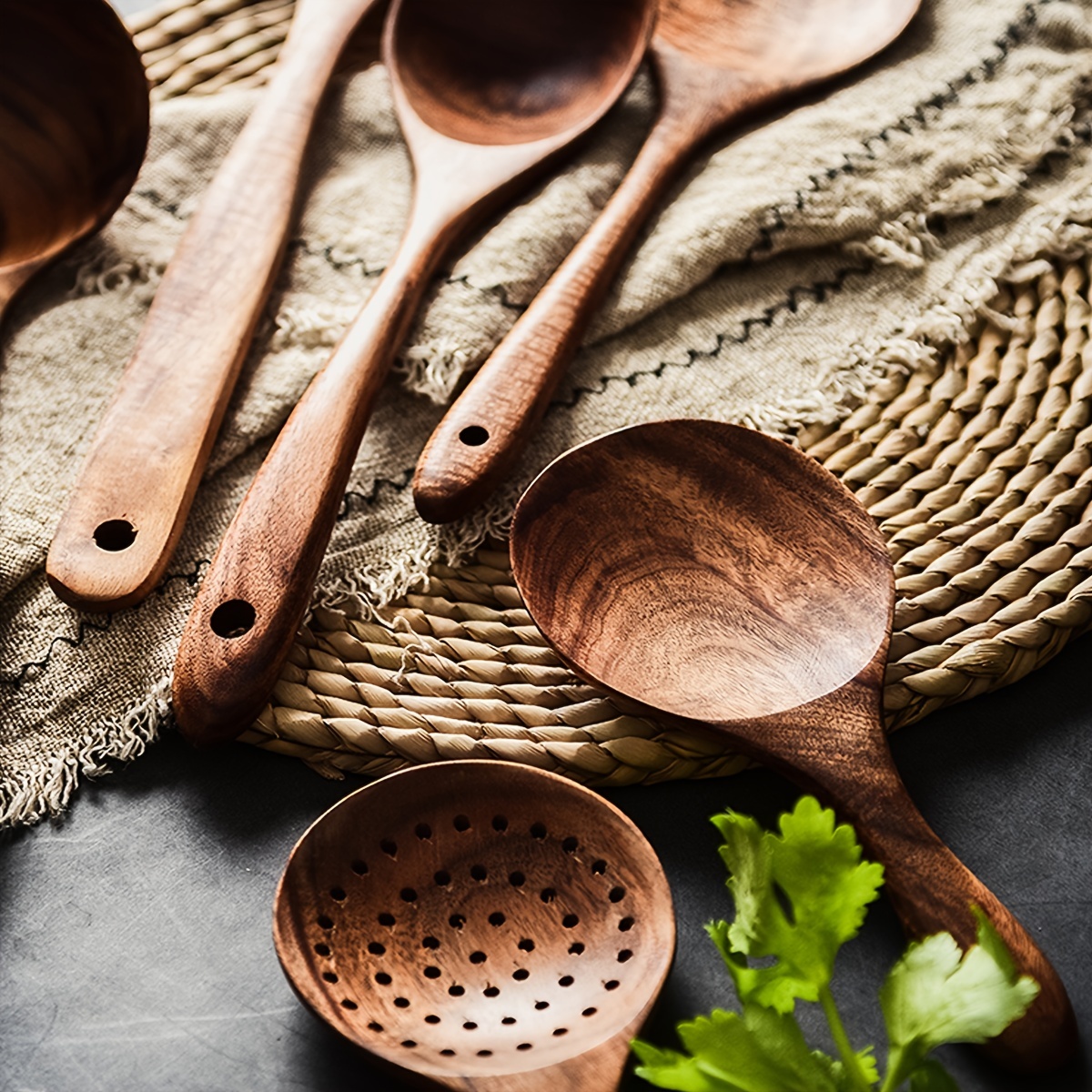 Teak Wooden Cutlery Spoon Cooking Spatula Kitchen Tool Set