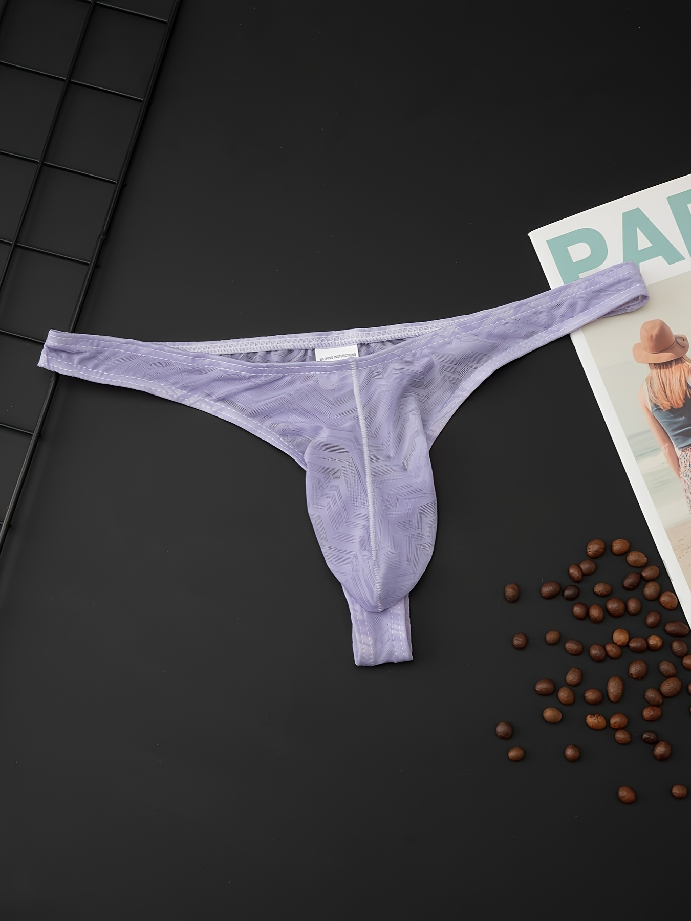 Mens Ice Silk G-String Briefs Underwear Sexy See Through Thongs Panties  Lingerie