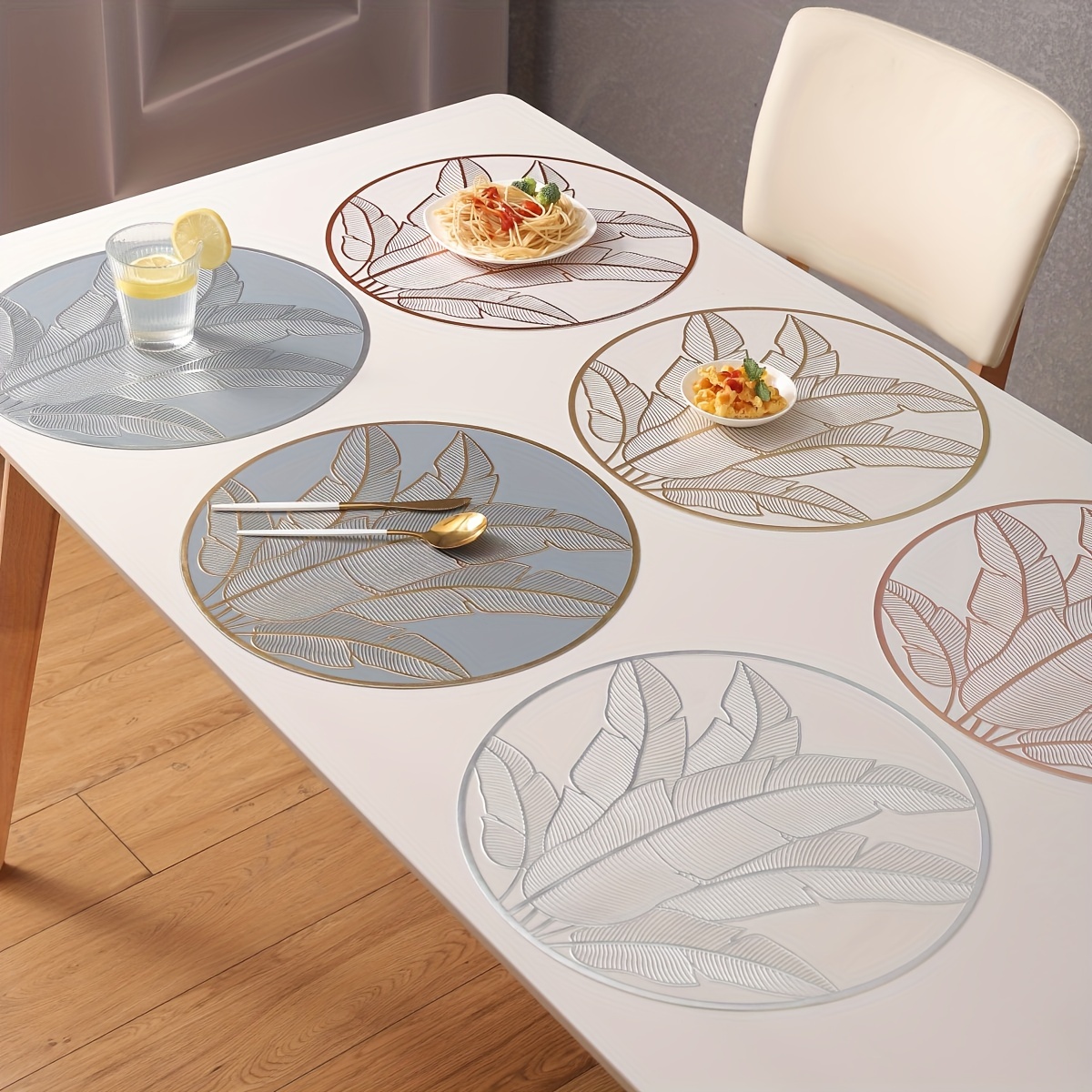 Simple Modern Style Round Geometric Oil-proof Waterproof Leather Round  Table Mat Placemat Home Tablecloth Anti-scalding Durable - AliExpress