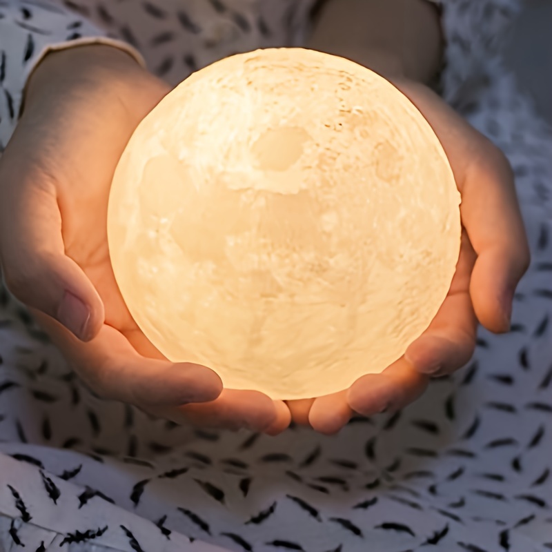 🌕🌕🌕 Lampara luna 3D realista con base de madera 🌕🌕🌕 ✓Mágica y  encantadora lámpara de luz nocturna, con hermoso diseño realista de luna…