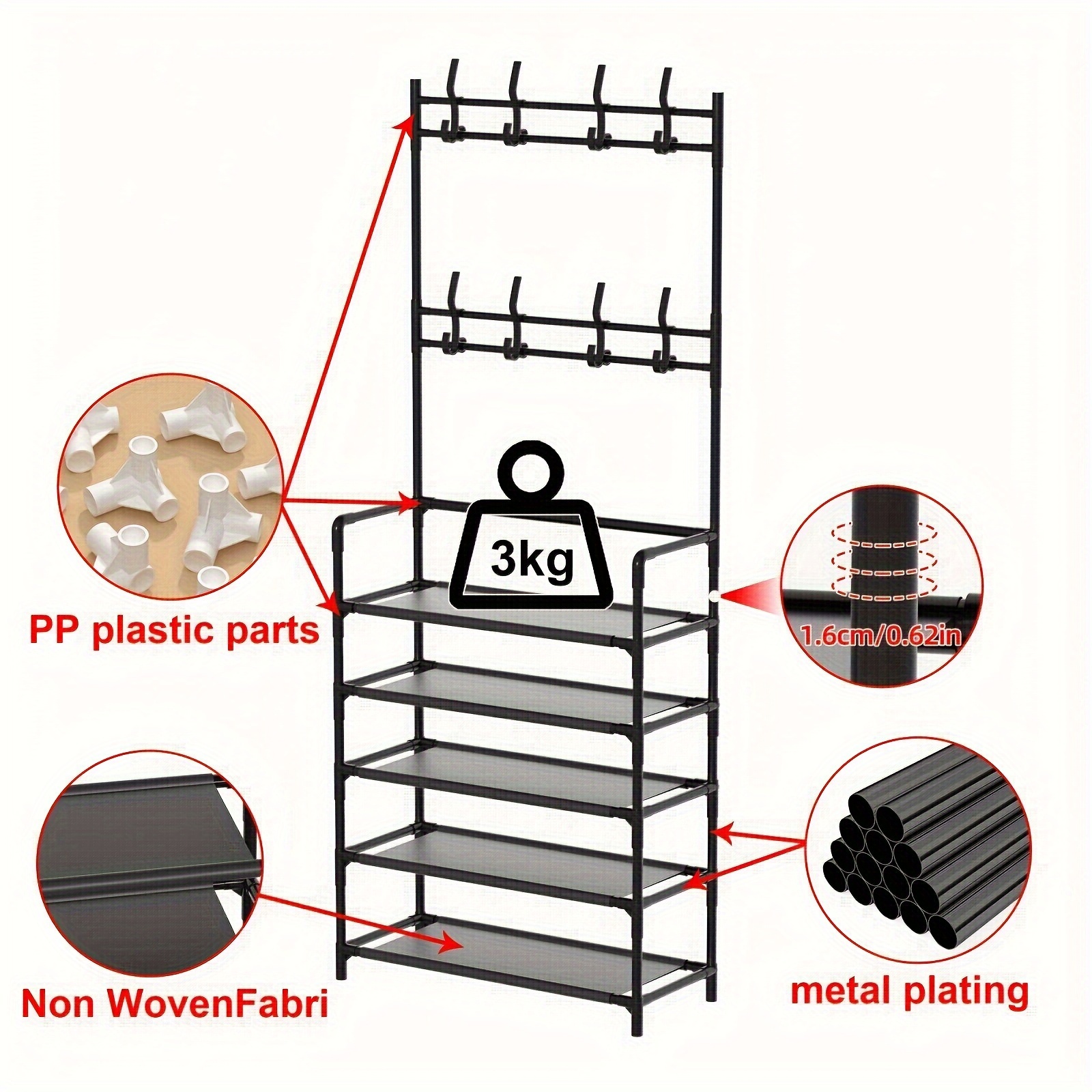 Hat Rack Metal Shoe Multifunctional Door Storage Rack Free - Temu