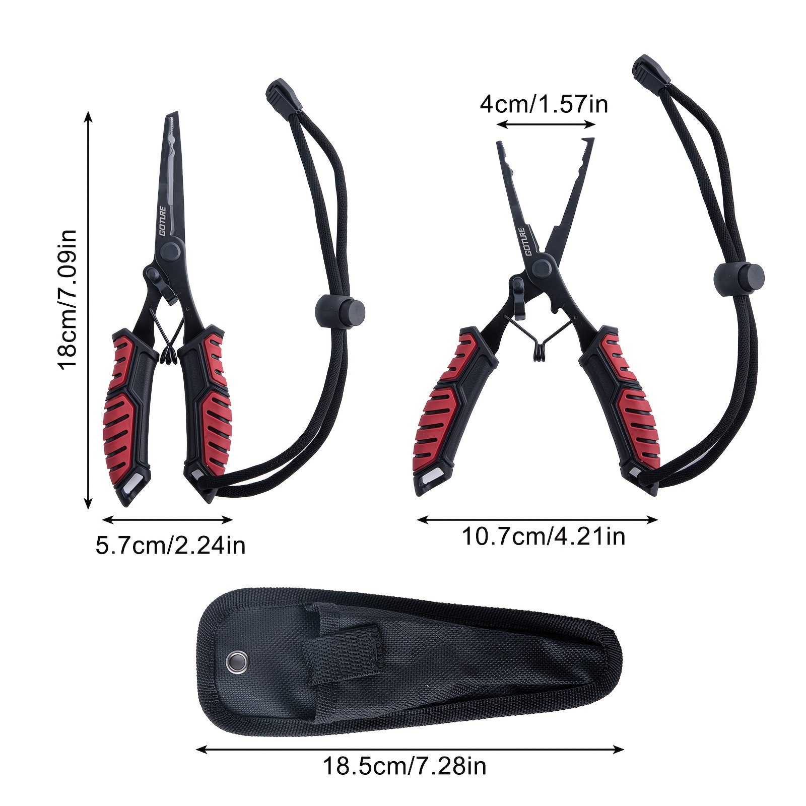 Long Nose Fishing Pliers Fish Hook Pliers Hook Remover Split Ring Pliers  Scissor With Lanyard For Freshwater Saltwater