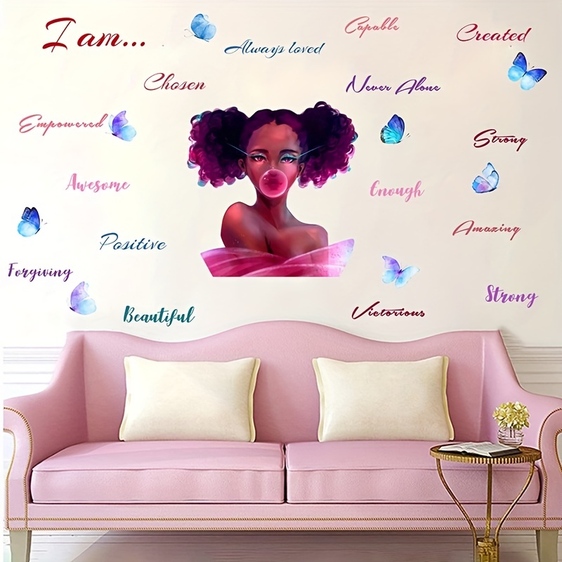Black Girl Wall Stickers Inspirational Quote Wall Decal for Girls