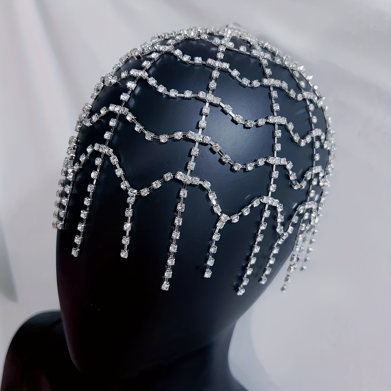 Tassel Rhinestone Headpiece Silvery Crystal Head Chain - Temu Germany