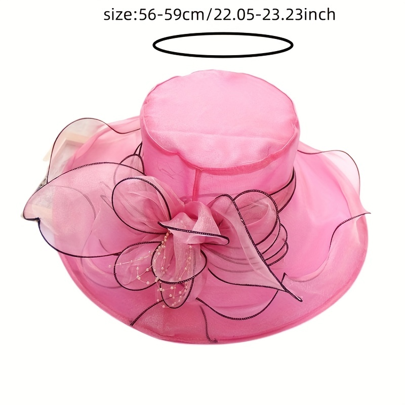 Women Hollow Out Knit Dome Bucket Hats Beach Caps Summer Wide Brim Foldable  Pink