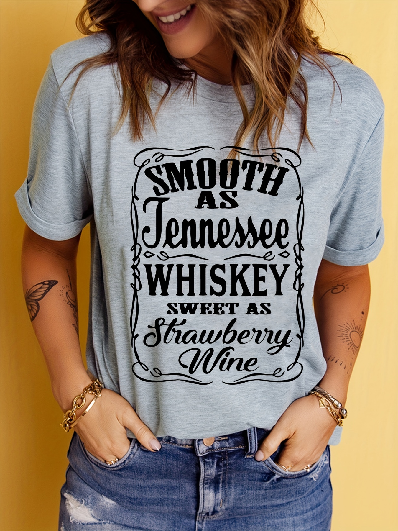 Smooth As Whiskey Print T Shirt Sweet As Strawberry Wine - Temu