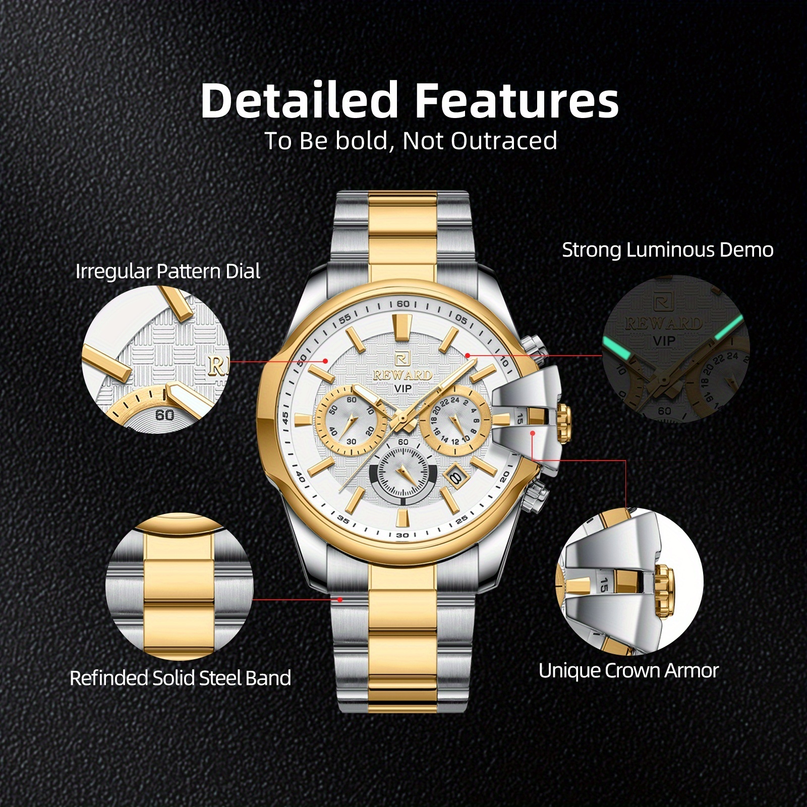 REWARD New Luxury Men Watch Quartz Sport Chronograph Luminous Waterproof  Silicone Strap Wristwatch Men Military Style Clock