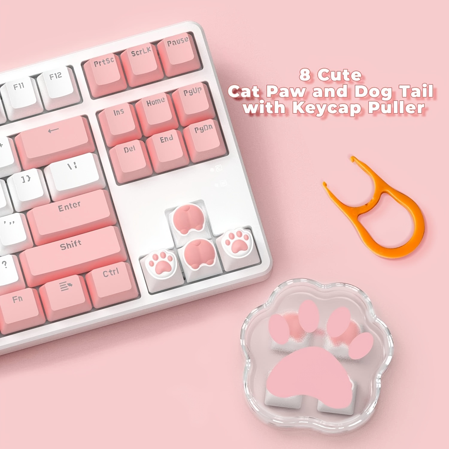 Paquete de 4 teclas personalizadas OEM R4 PBT, teclas de teclado mecánico  de pata de gato, teclas Kawaii para juegos para teclado mecánico con