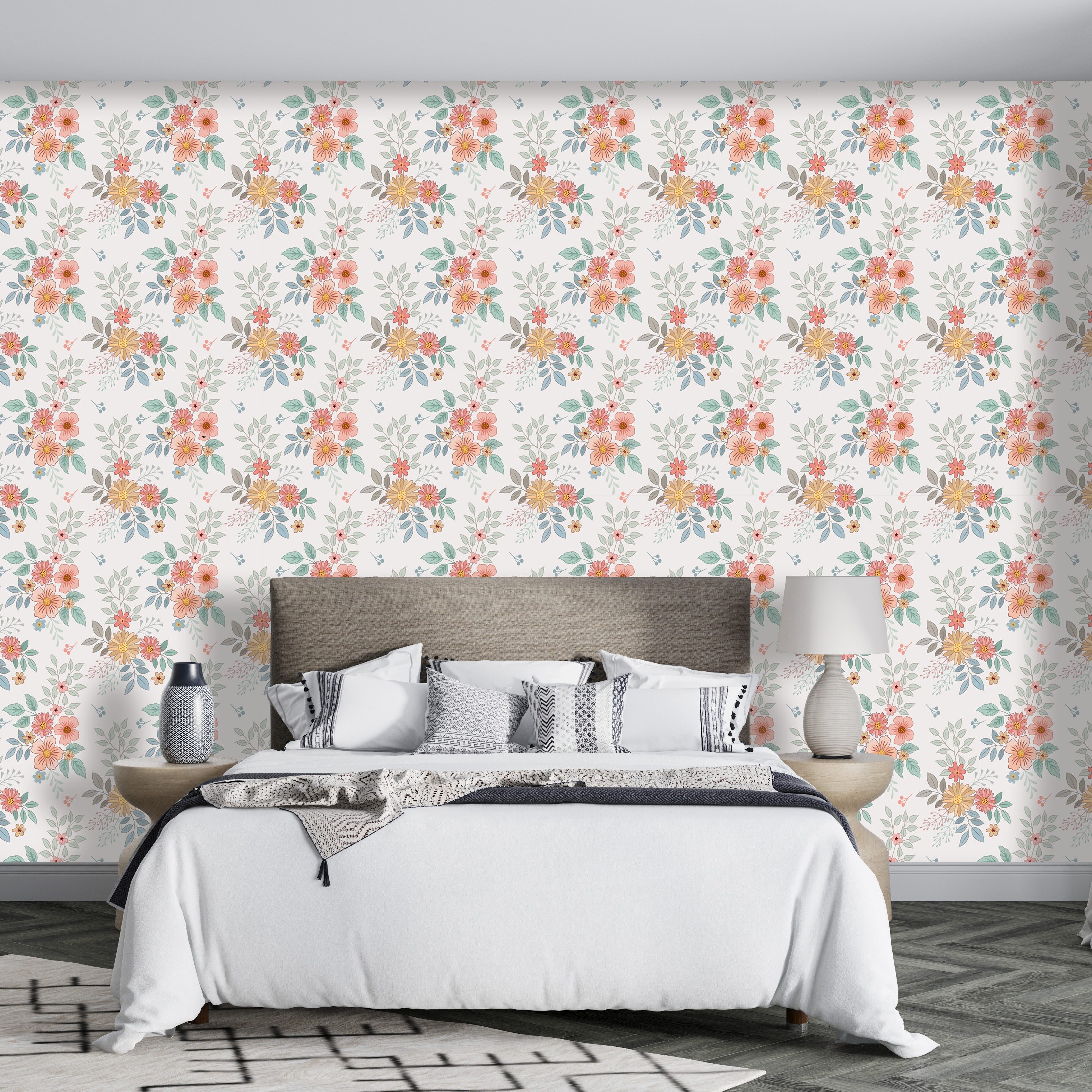 1pc removable sticker modern art floral wallpaper removable waterproof for bedroom living room decor home decor room decor sticker packs details 2