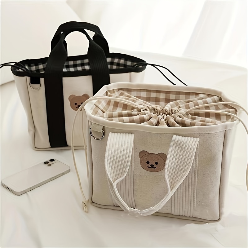 

1pc Canvas Diaper Bag Tote, Large Capacity, Functional Mom Bag For Outing, Durable Handheld Lunch Bag