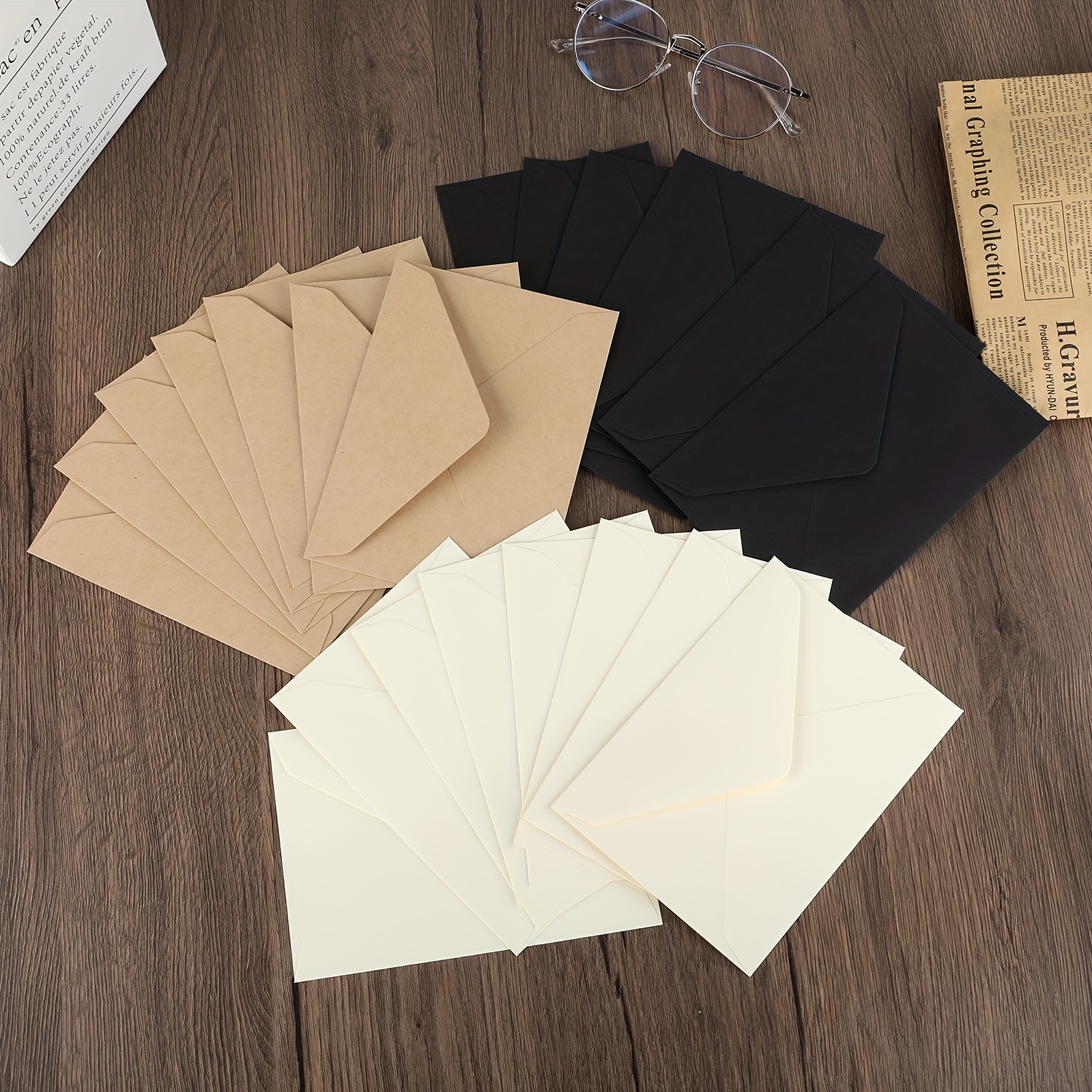 Lot de 10 enveloppes en papier kraft rétro, vintage, colorées, pour cartes  postales, lettres d'invitation