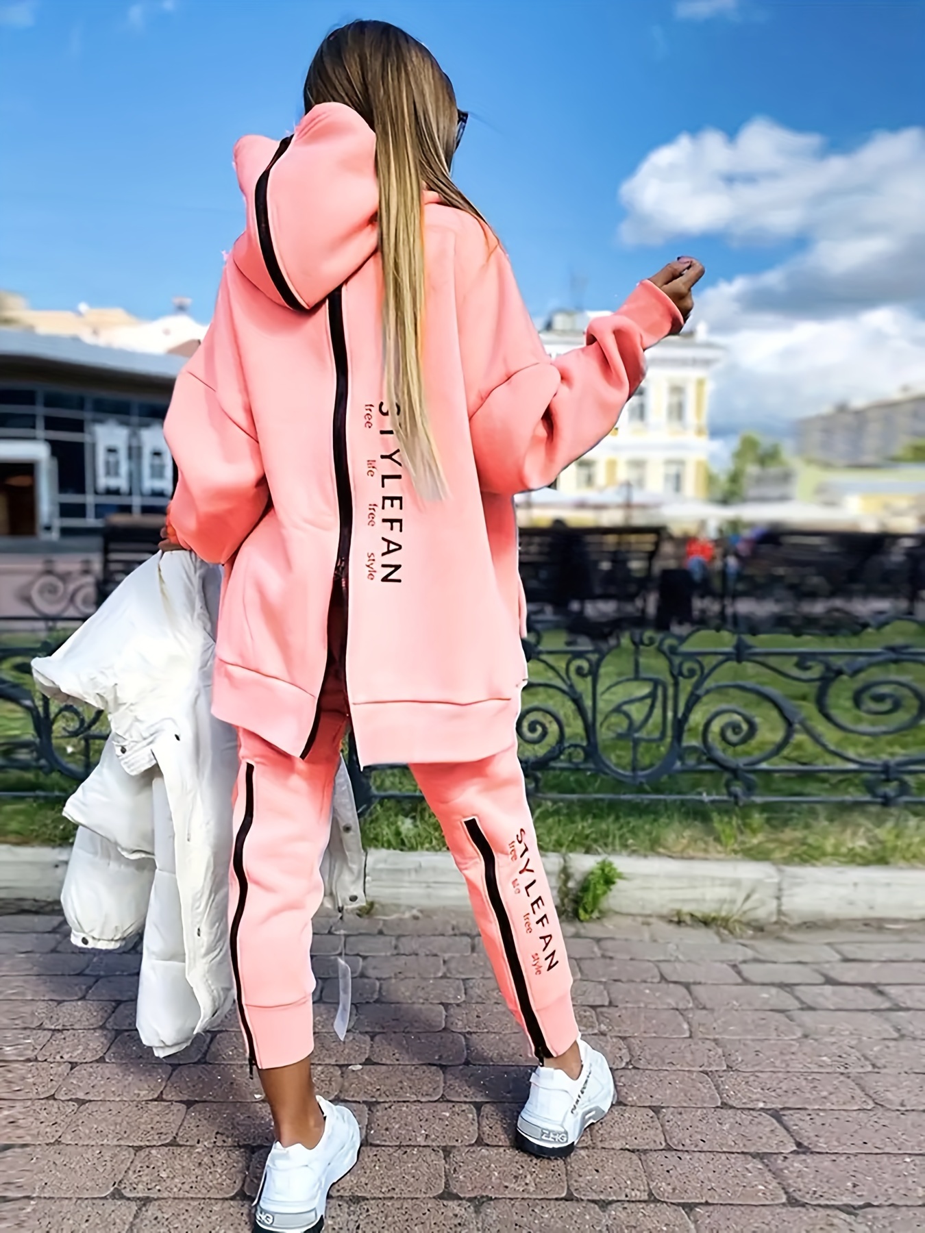 Pink hoodie hot sale outfit womens