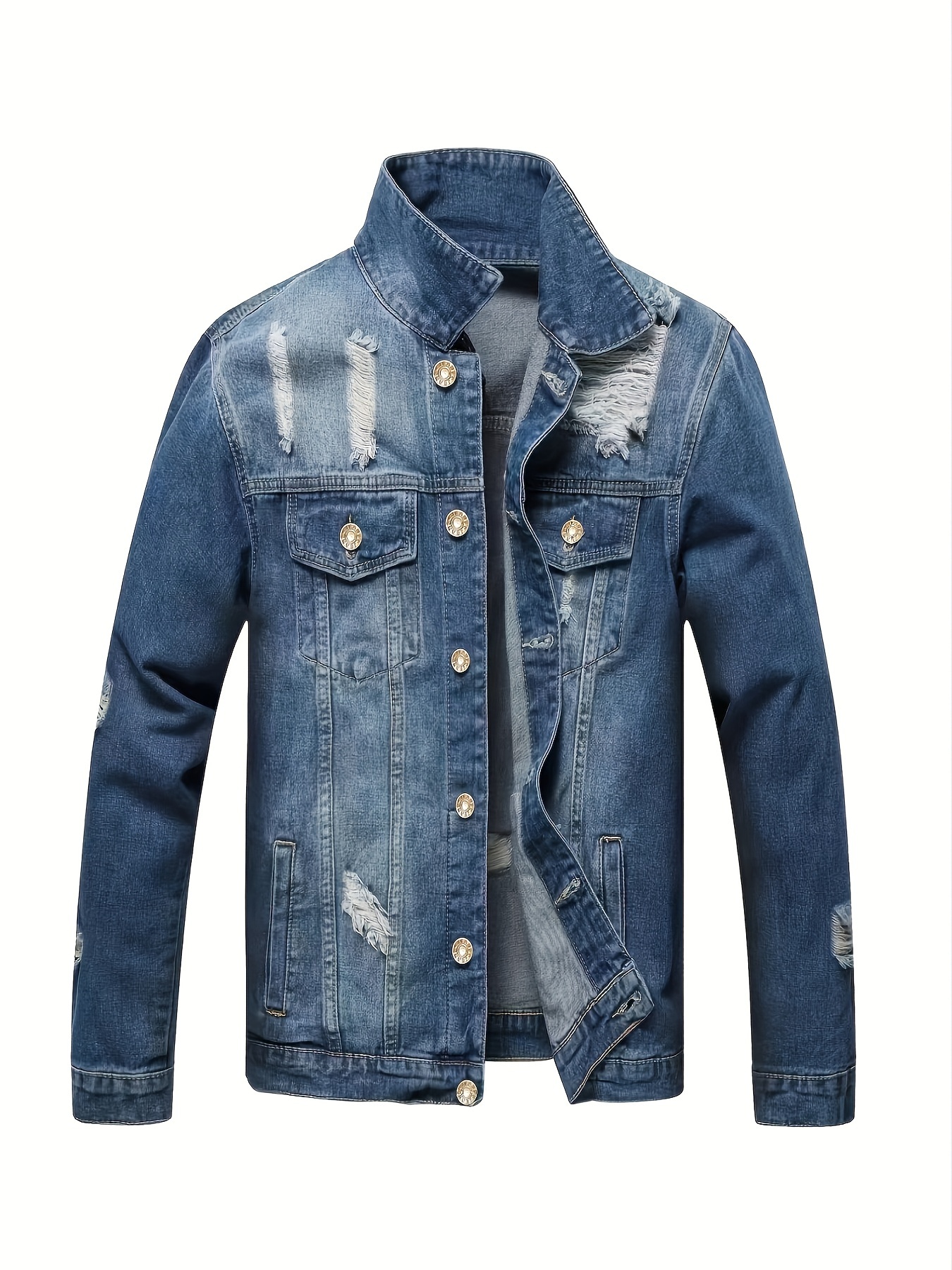 Loose Fit Men's Gradient Denim Jacket Fashion Washed Gradient Process  Design Casual Daily Drop Shoulder Jeans Jacket Classic Street Style  Regular-fit Trucker Jacket Outdoor Wear Coat - Temu