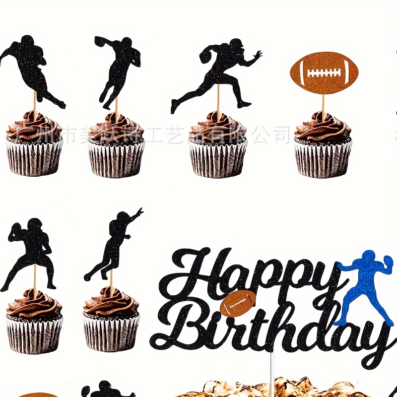 7pcs rugby themed party cake inserts sports themed happy birthday cake decorations large inserts