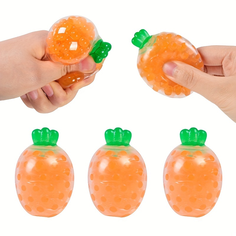 1pc/4pcs Carrot Squishy Balls, Vegetable Water Bead Filled Squeeze Stress  Balls, Fruit Sensory Stress Mini Ball Toys, Promote Stress Relief, Calm Focu