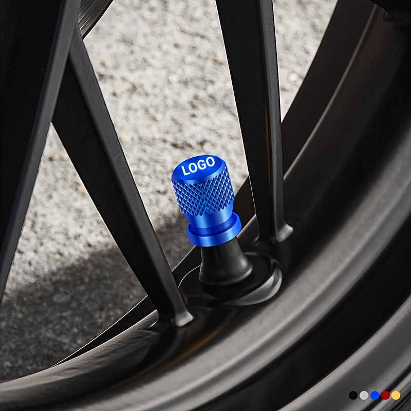Light Blue Dust Caps For Car Tyres, 8 Pieces Aluminum Alloy Tyre