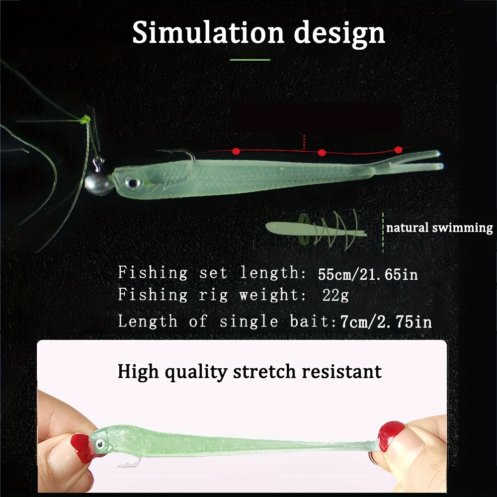 Lure Soft Bait Fork Tail Simulation Bait Lead Head Hook Soft - Temu